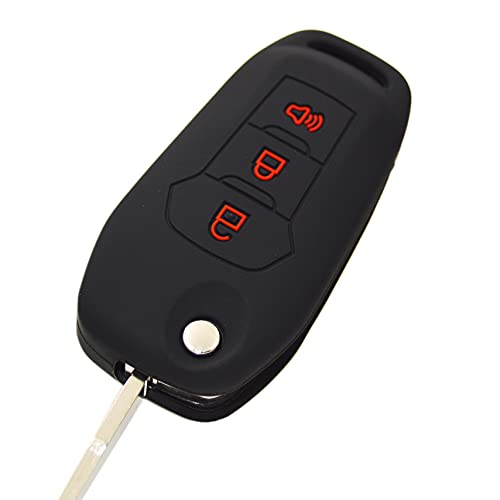 Image of Silicone Key Fob Cover Remote Protector for Ford F150 F250 F350 F450 F550 Raptor Ranger Transit Fusion Bronco EcoSport Escape Explorer Expedition Lightning Maverick XLT (Flip Key)