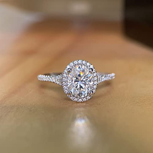 Cgsring Moissanite Rings 8X6Mm 1.5 Carat D Color Vvs1 Oval Cut Hidden Halo Moissanite Engagement Ring For Women Size 4-12 (7) #TOP3