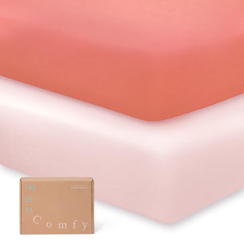 Image of Supersoft Pack and Play Sheets Fitted, Premium Bamboo Viscose Mini Crib Sheets, Pack N Play Mattress Sheets, Graco Playard Baby Sheets Neutral for Boys Girls, 5'' Deep Pocket 2-Pack