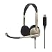 Koss CS100 USB Double Sided On-Ear Headset with Boom Microphone, Lightweight Design, Black and Beige