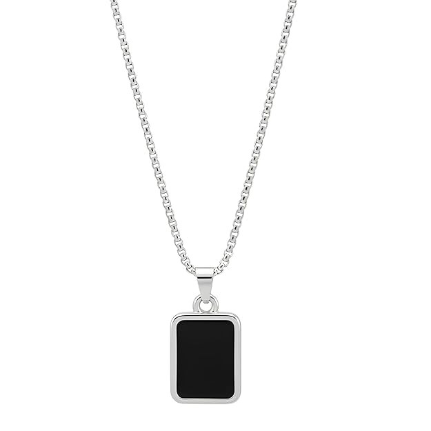 Rectangluar Shape Anti Tarnish Stainless Steel Midnight Charisma Locket Neck Chain for Men | Stylish Pendant Necklace | Jewellery Accessories for Boys | Minimal Jewelry | Gifts for Boyfriend & Husband | Gift for Diwali, Christmas, Birthday-image-46