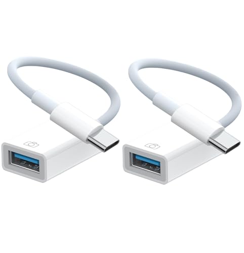 Apple USB-C to USB Adapter 2 Pack MFi Certified Type-C to USB 3.0 OTG Cable Compatible with iPhone 17/16/15 MacBook Pro Air iPad Pro/Air iMac Surface Galaxy S24 and More (2-Pack)