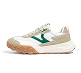 LUCKY STEP Women's Platform Tennis Walking Shoe Retro Chunky Casual Breathable Durable Deluxe Fashion Skate Sneaker(Beige/Green,8)