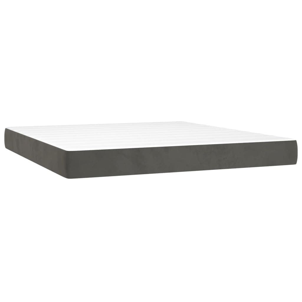 Aksamit z regulowanym zagłówkiem LED 160 x 200 Szary | Łóżko kontynentalne z materacem i LED 160x200 szary aksamit regulowany zagłówek sprężyny kieszeniowe