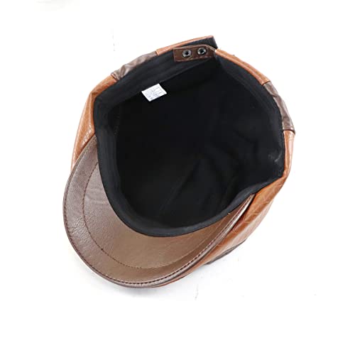 Mens Ivy Cap PU Leather Newsboy Hat Adjustable Beret Caps Classic Golf Flat Cap Gatsby Driving Fishing Hat - Image 4