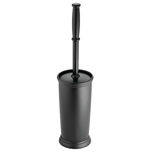 InterDesign Kent Toilet Bowl Brush and Holder - Bathroom Cleaning Storage, Black
