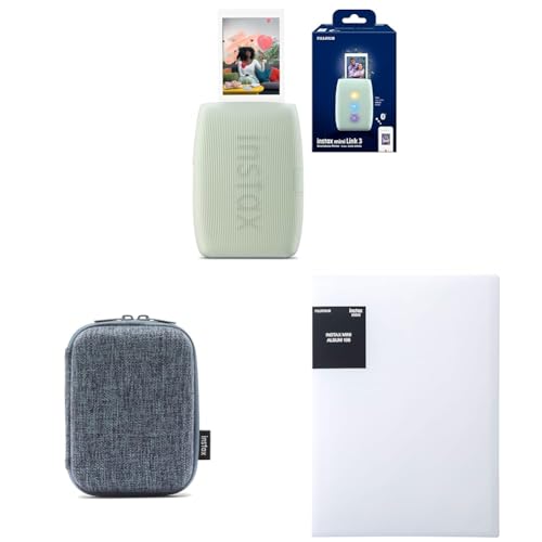 富士フイルム(FUJIFILM) クリスマスプレゼント お年玉ギフト チェキ スマホプリンター instax mini Link3 セージグリーン INS MINI LINK3 S GREEN + ケース +アルバムの商品画像（Amazon）