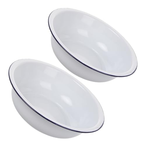 2 tazones esmaltados blancos 30cm y 32cm prácticos