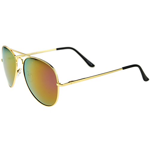 zeroUV Classic Metal Frame Spring Hinges Color Mirror Lens Aviator Sunglasses 56mm3