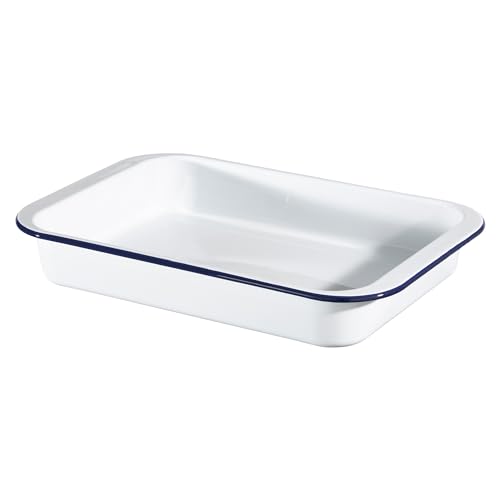 Hairy Bikers Enamelled Cookware Large Roaster Steel PFOA Free Oven Safe Dishwasher Safe White