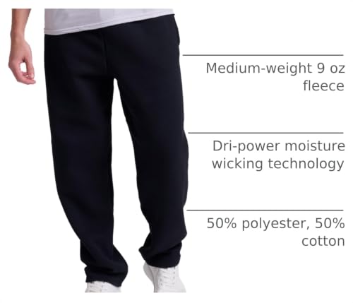Image of Russell Athletic Men's Dri Power Fleece Open Bottom Sweatpants with Pockets, Relaxed Fit, Moisture Wicking