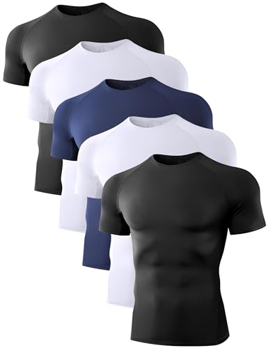 Dalavch 1/5/6 Pack Menās Compression Shirts Short Sleeve Cool Dry Sports Athletic Workout Base Layer Undershirt T-Shirt Tops