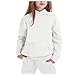 Toddler Boys Girls White Sweatsuit 2 Piece Tracksuit Jogging Outfits Set Hooded Sweatshirt and Jogger Sweatpants Clothing Sets 4-5 Years