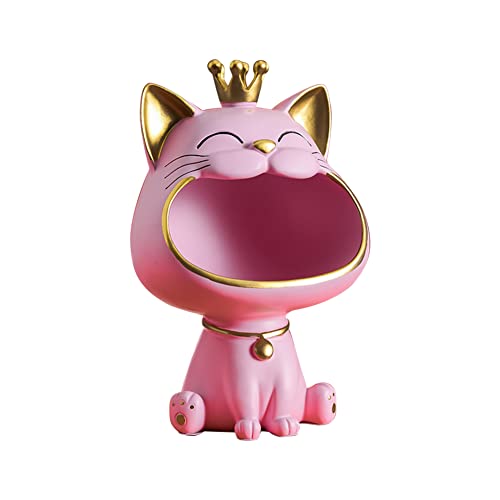 Estatua de gato de resina para decoración y almacenamiento