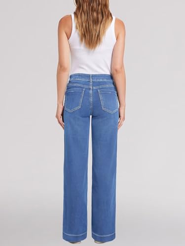 Image of Wide Leg Jeans for Women High Waist Stretch Cargo Denim Pants