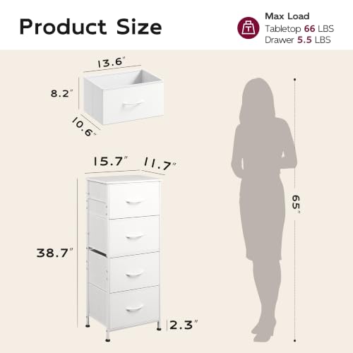 Image of WLIVE Small Dresser Nightstand for Bedroom, 4 Drawers, White