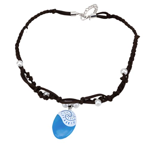 NHQZ Collar para Vaiana,Collar con colgante de océano de Moana, collar iluminado, collar con colgante trenzado a mano para mujeres y niñas (azul que brilla en la oscuridad)