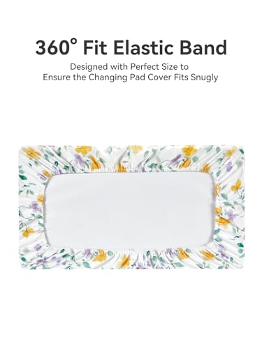 Image of Changing Pad Cover Set in Soft Jersey Material - Fits 32 inch /34''x16 Contoured Pad for Babies, Flower Whispers