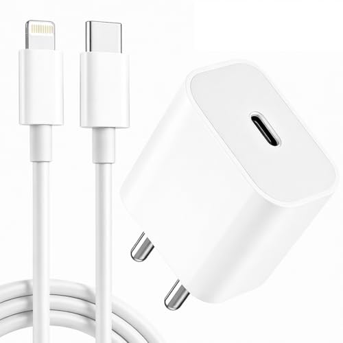 Image of Charger Adapter 20W Lightning Cable Combo (BIS-Certified) Compatible with i Phone 14 /14Plus /14Pro /14 Pro max13 /13 Pro /13 Pro max /12 /12 Pro /11 /X /X, White