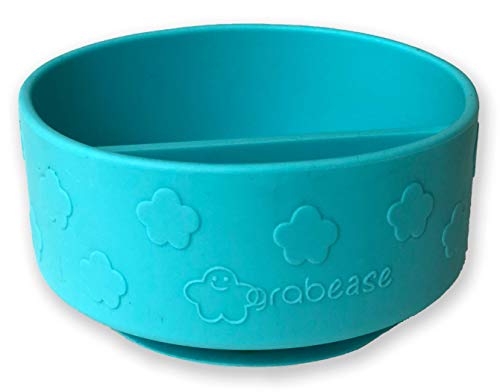 Image of Grabease Divided Silicone Suction Bowl – Self-Feeding Toddler & Baby Bowl with 2 Sections, Easy-Scoop Walls – No Phthalates, PVC, or BPA – Dishwasher- & Sterilizer-Safe Baby Supplies & Gifts, Teal