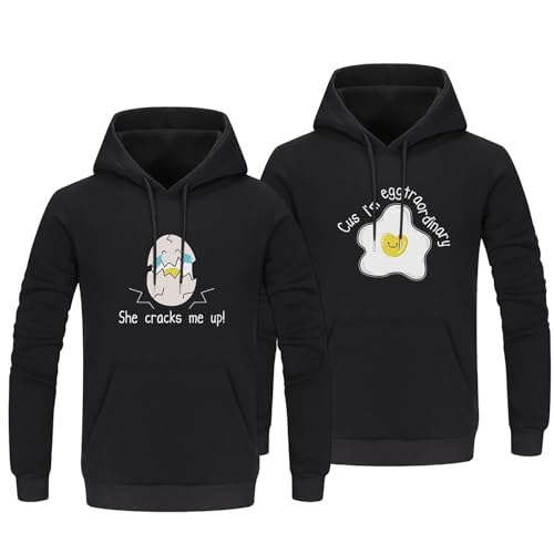 Micaxili Sudadera Parejas Novios Sudadera con Capucha para Parejas Hombre Mujer King y Queen Suéter Jersey De Pareja 1 Pieza(BK-Women-M)