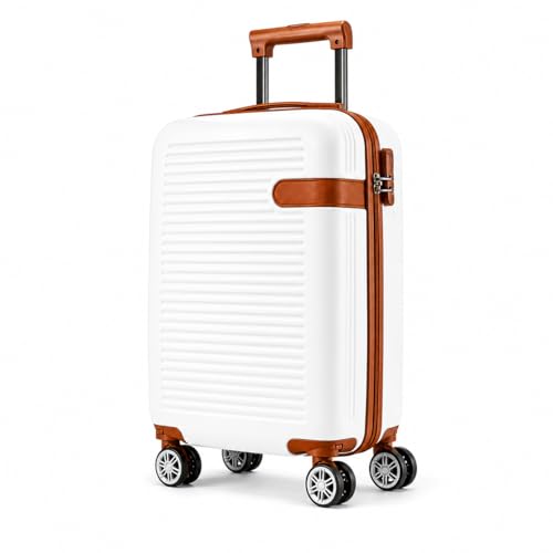 Mala de Bordo Premium ABS Antifurto Rodas 360° Giro Duplo Cadeado Integrado Bagagem de Mão Executiva Leve Resistente Compartimento Organizador Ideal para Viagens e Negócios 10kg (Branco)