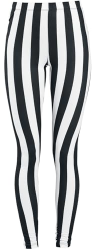 Leggings rayés Noir/Blanc Gothicana by EMP Femme extensibles à taille haute gainante