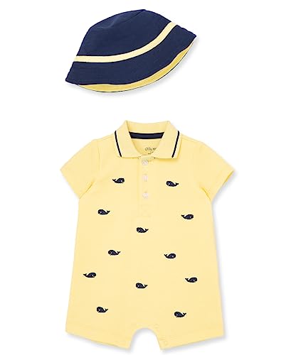 Image of Little Me Baby Boys 2-piece Romper and Hat Set