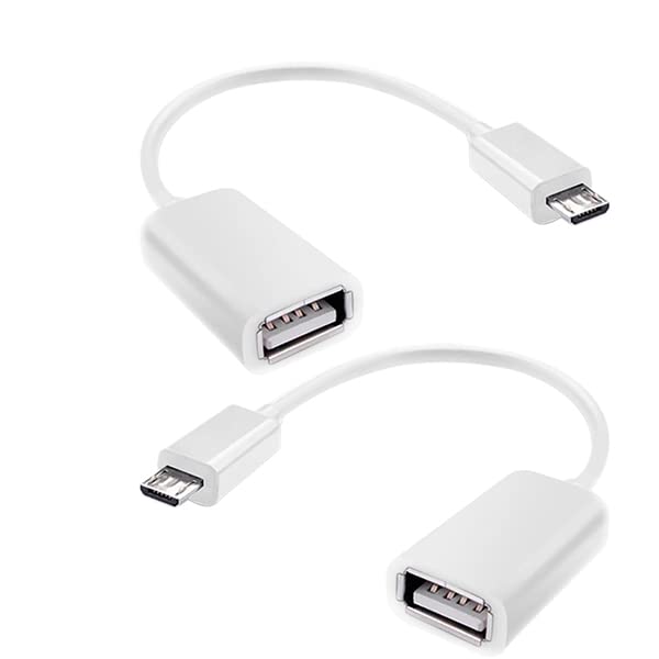 VOLT PLUS TECH OTG MicroUSB Compatible with Your Vivo Note 8, HTC One M9, M8 with Full Speed On-The-Go Power (White 2 Pack)