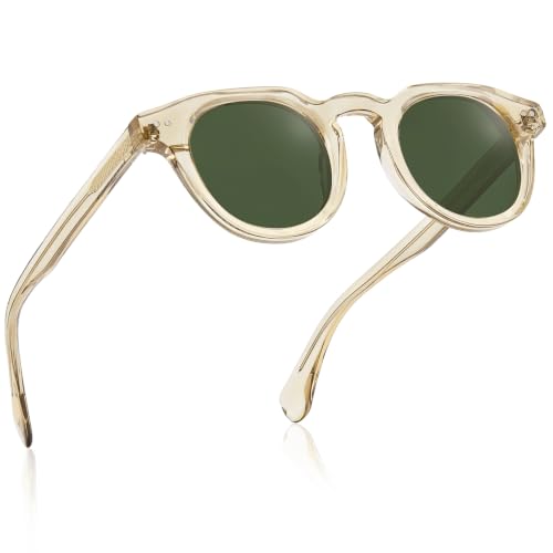 Image of CARFIA Retro Sunglasses for Men Polarized UV400 Protection, Cool Round Acetate Fashion Shades