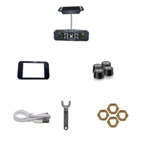 URPIZY Sistema di controllo della pressione degli pneumatici senza fili (TPMS) con 4 sensori esterni, 0-6 bar, carica solare e USB, IP67, per SUV, MPV, camion e auto