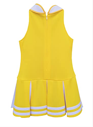 Total 2550 Little Girls' Children Kids Dress Cheerleader Uniform Cheerleading Halloween Costume Bright Yellow/White (L / 8-10) - Thumbnail 5