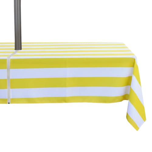 Image of EHouseHome Outdoor Indoor 60x84 inch Rectangle Tablecloth with Umbrella Hole and Zipper, Waterproof Patio Cloths, Spring /Summer Table Covers for Backyard Circular Table /BBQs /Picnic