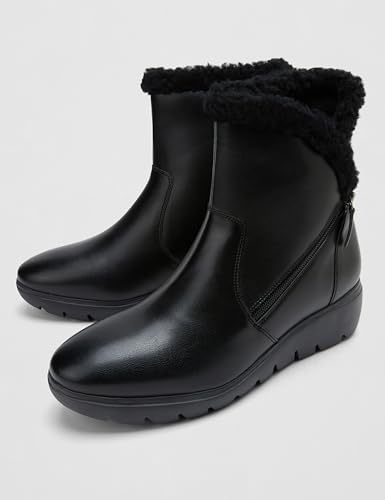 Image of ELLE Women's Ankle Boots with Faux-Fur Trim and Side Zipper Closure