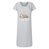 Ladies Nightie Short Sleeve Nightdress Fun Novelty Prints UK 10 to 24 Sleep Wear (Grey, Zzzz, 18-20)