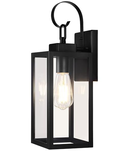 Image of BesLowe 16.5 inch Large Outdoor Wall Light Fixture, Modern Porch Sconce, Black