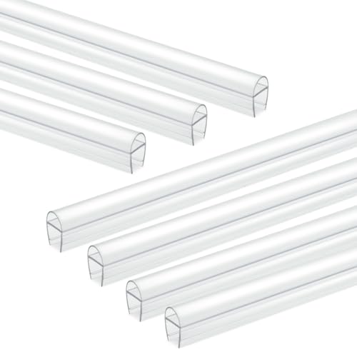 Door Seal,Shower Door Seal Strip, Glass Shower Door Sweep, 8.2 Feet Frameless Shower Door Sweep to Stop Shower Leaks,U Type,Fit for 10mm (3/8”) Glass Door