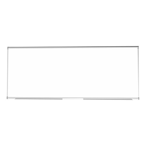 Image of Learniture Porcelain Steel Magnetic Dry Erase Board /Whiteboard w /Aluminum Frame & Map Rail (10' W x4' L)