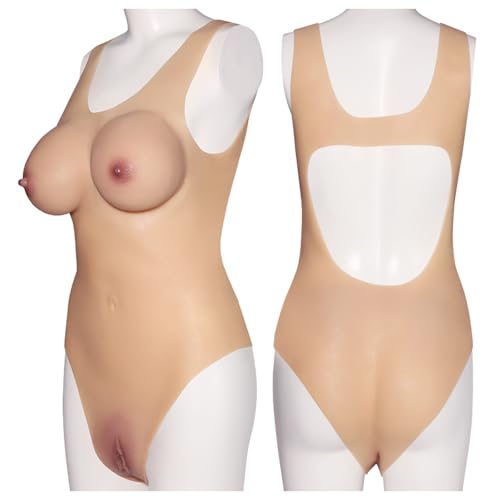 Jomyu Realistische Silikon Brüste Mit Simulierte Vagina Silikon Dreieck-Body Bodysuit Vagina-Unterwäsche für Transgender Crossdresser Drag Queen Cosplay Bodysuit Sexspielzeug für Männer Solo(F-Cup)
