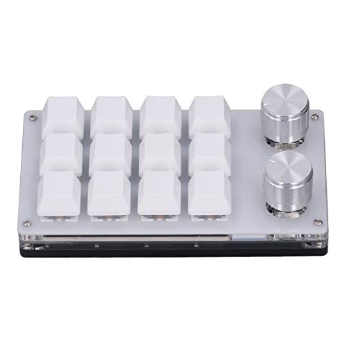Einhändige mechanische Tastatur, Tragbares 12-Tasten-Miniprogrammierbares mechanisches Gaming-Keypad mit Einstellknopf, Benutzerdefinierte Tastatur USB-Tastatur für Office Game Industrial Control Cover