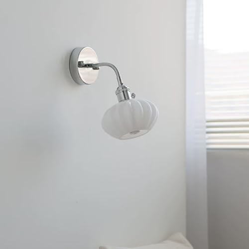 Lámpara de pared de vidrio de leche con cuello flexible e interruptor para interior 4