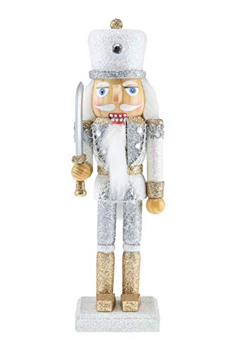 Clever Creations Silver Soldier 10 Inch Traditional Wooden Nutcracker, Festive Christmas Décor for Shelves and Tables