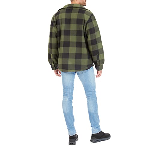 Image of Smith's Workwear Men's Sherpa-lined Plaid Fleece Shirt Jacket