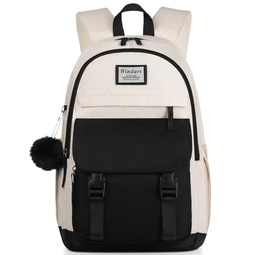 WINDARS Laptop Backpack Work Business Travel Back Pack (Black Beige)