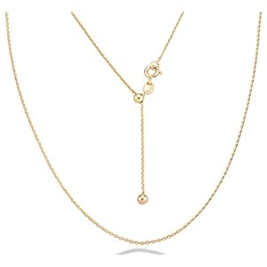 Miabella 925 Sterling Silver or 18Kt Yellow Gold Over Silver Italian 1.3mm Adjustable Solid Diamond Cut Thin Bolo Cable Chain Necklace for Women, Slider Chain 14-24 Inch Made in Italy