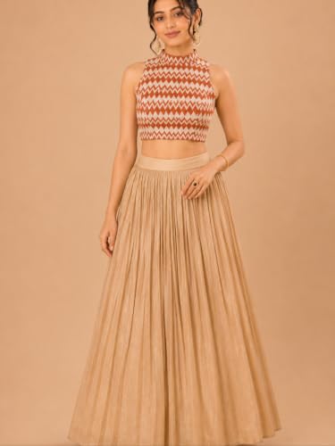 Image of Vamas Women's Net Saree Blouse | Padded Sleeveless Back Open Designer Blouse | ReadymadeEthnic Blouse with Tie-Up Back for Women