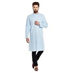 SOJANYA (Since 1958 Men’s Sky Blue Cotton Linen ONLY Long Kurta