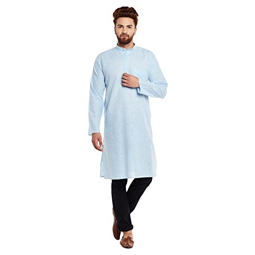 SOJANYA (Since 1958 Men's Sky Blue Cotton Linen ONLY Long Kurta