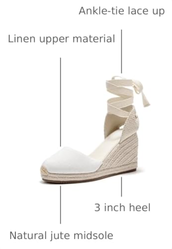 Image of Womens Espadrille Wedge Sandals Closed Toe Platform Lace Up Ankle Strap Slingback Summer Dress Shoes