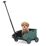 Dog Stroller 4 Wheels Folding Dog Cart Pet Stroller for Travelling Shopping Walking Playing for Small Dogs Cats, Up to 13.2lbs, Zipperless Entry, Easy One-Hand Fold, Jogging Tires (Dark Green)